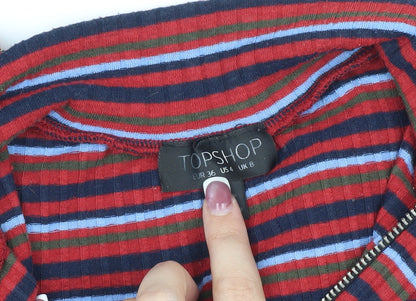 Womens UK Size 8 Topshop Multicoloured Cropped T-Shirt
