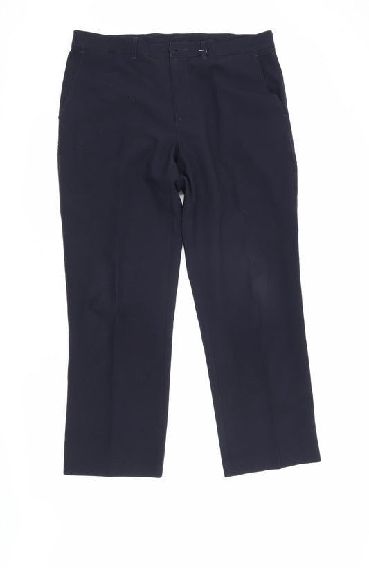 Marks and Spencer Men's Blue Dress Pants, Size L, Regular Fit