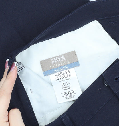 Marks and Spencer Men's Blue Dress Pants, Size L, Regular Fit