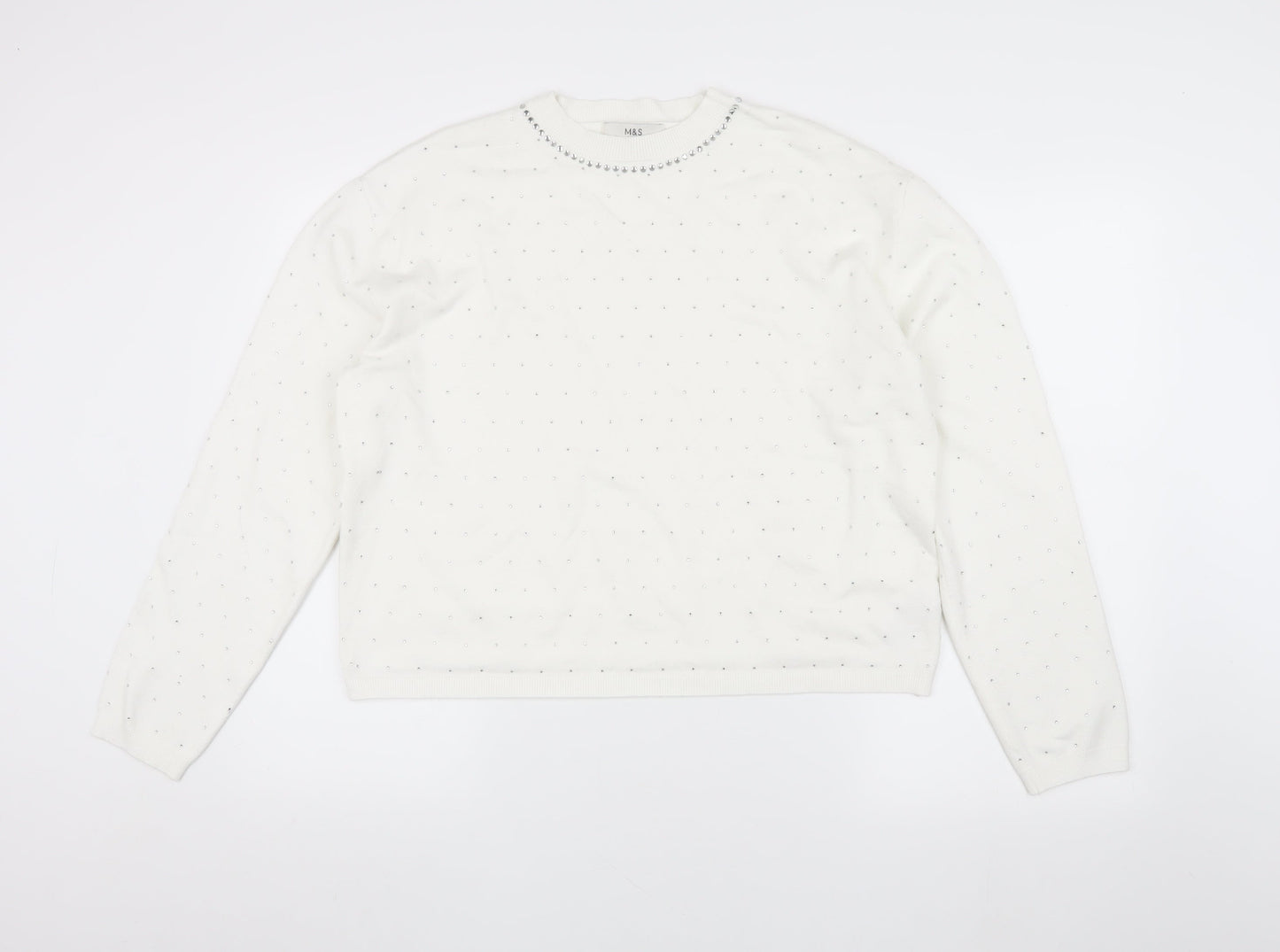 Womens UK Size L Marks and Spencer White Pullover Jumper