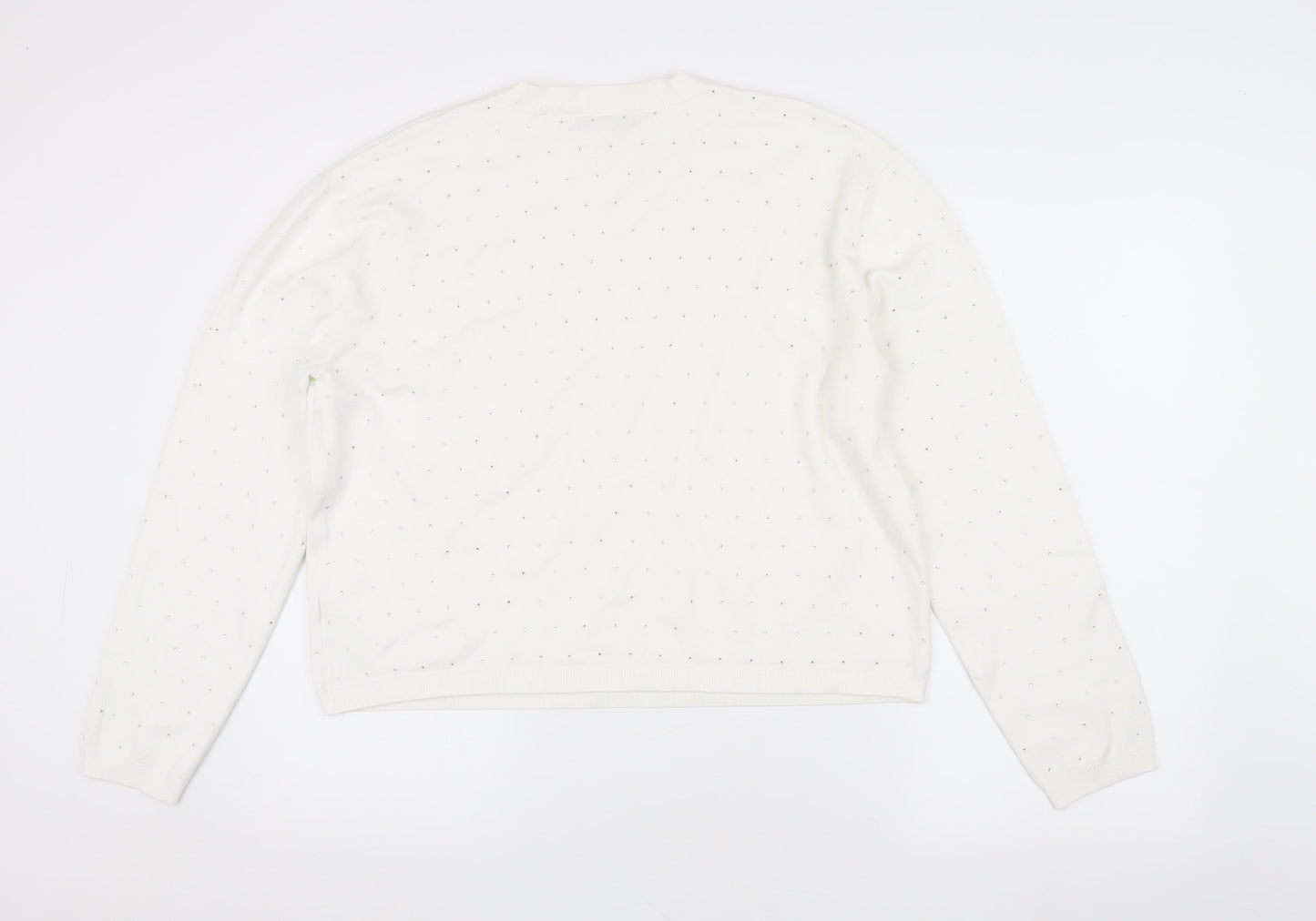 Womens UK Size L Marks and Spencer White Pullover Jumper