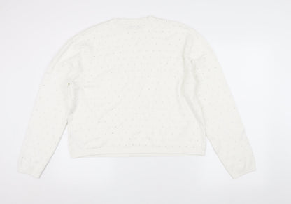 Womens UK Size L Marks and Spencer White Pullover Jumper