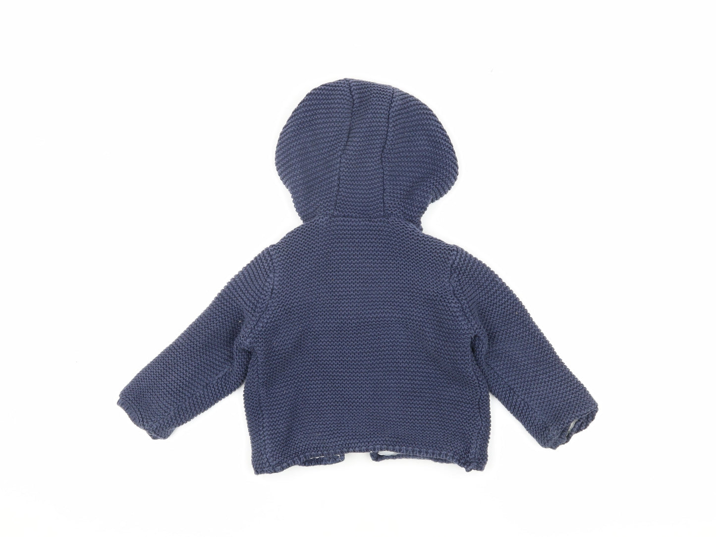 Marks and Spencer Unisex Blue Knit Hoodie Jacket 3-12 Months