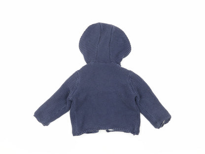 Marks and Spencer Unisex Blue Knit Hoodie Jacket 3-12 Months