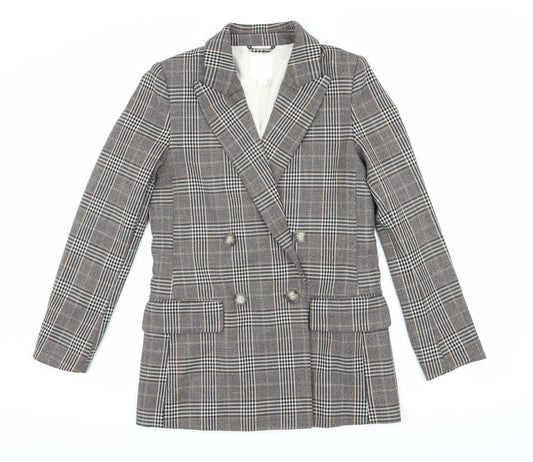 H&M Women's Multicoloured Plaid Blazer, Size 6