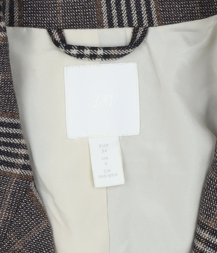 H&M Women's Multicoloured Plaid Blazer, Size 6