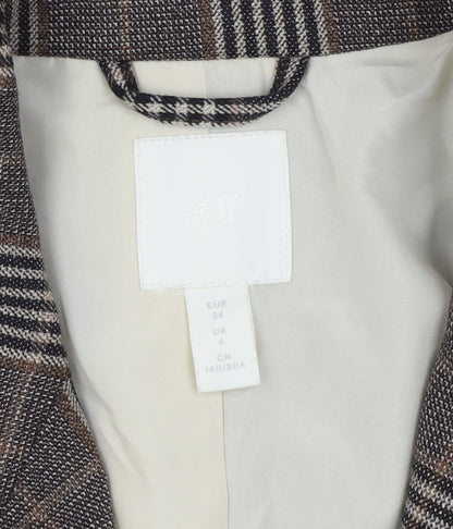 H&M Women's Multicoloured Plaid Blazer, Size 6