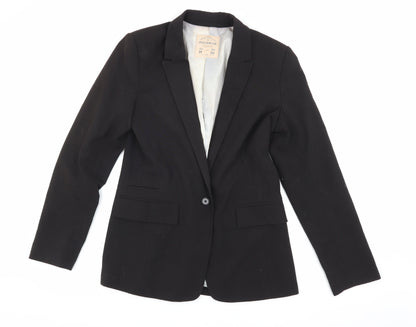 Pull & Bear Women's Black Blazer Size 10 - Business Casual