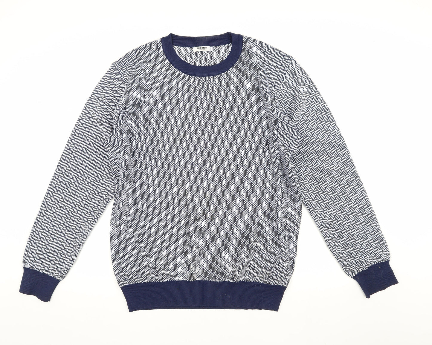 Coofandy Men's Blue Geometric Pullover Jumper L