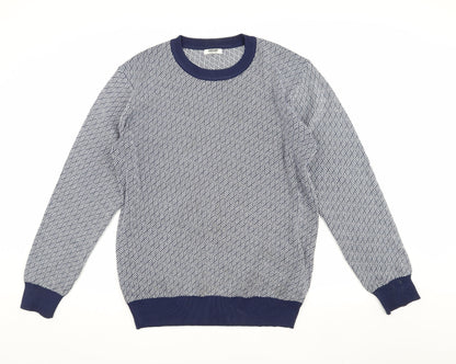 Coofandy Men's Blue Geometric Pullover Jumper L