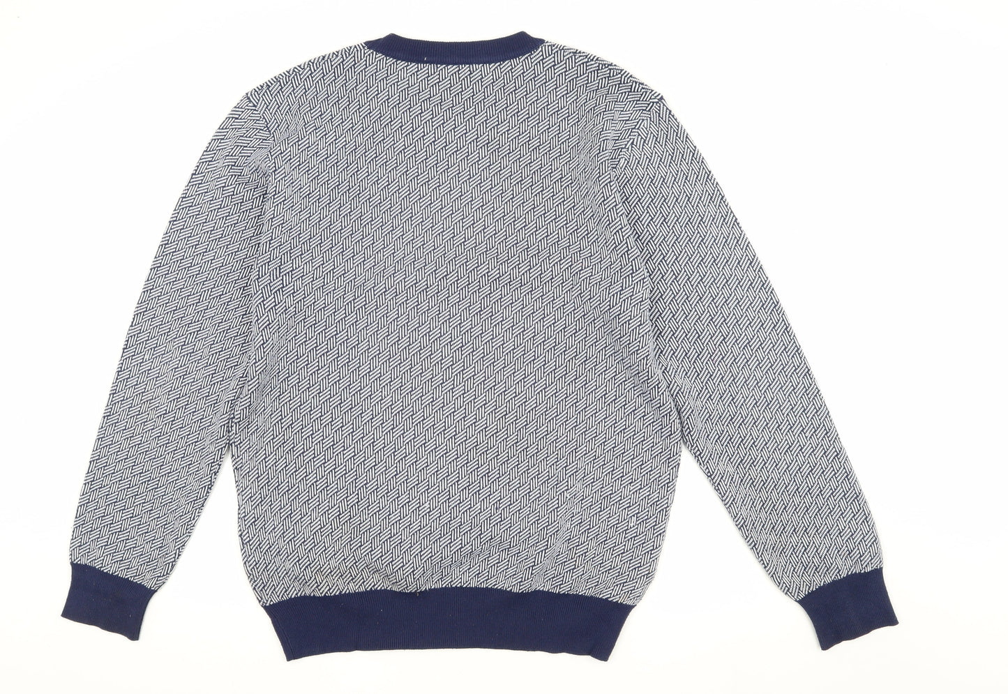 Coofandy Men's Blue Geometric Pullover Jumper L