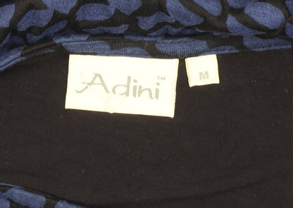 Adini Women's Blue Geometric M Dress, 3/4 Sleeve