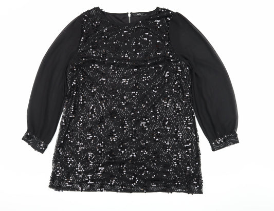 M&Co Women's Black Sequin Top, Size 20, Party
