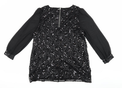 M&Co Women's Black Sequin Top, Size 20, Party