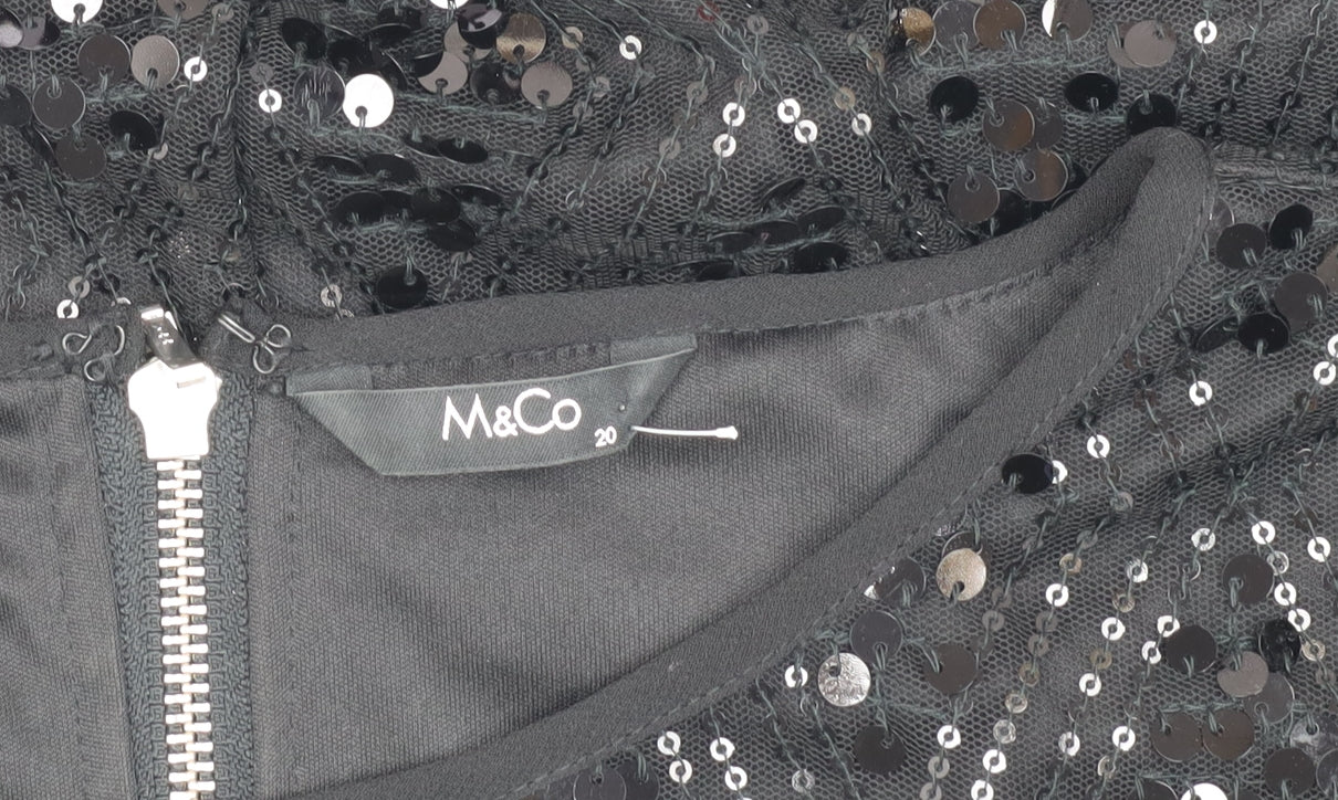 M&Co Women's Black Sequin Top, Size 20, Party