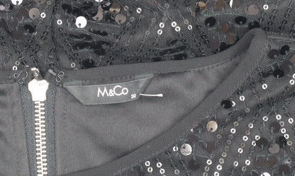 M&Co Women's Black Sequin Top, Size 20, Party