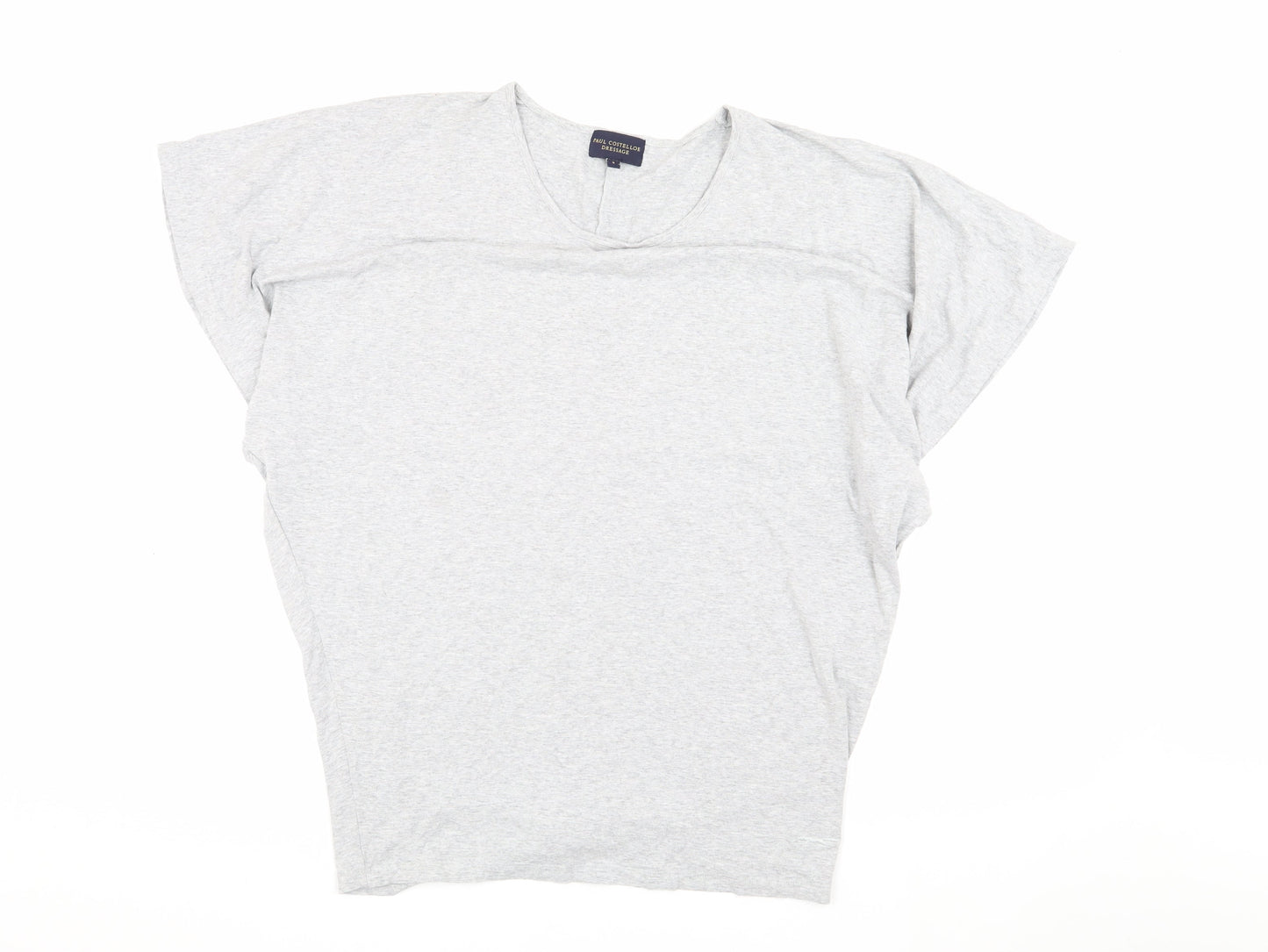 Womens UK Size 12 Paul Costelloe Dressage Grey Basic T-Shirt