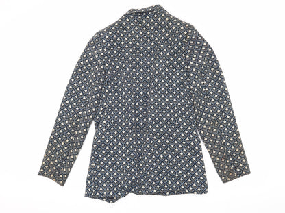 Warehouse Women's Blue Geometric Suit Jacket Size 10