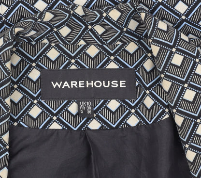 Warehouse Women's Blue Geometric Suit Jacket Size 10