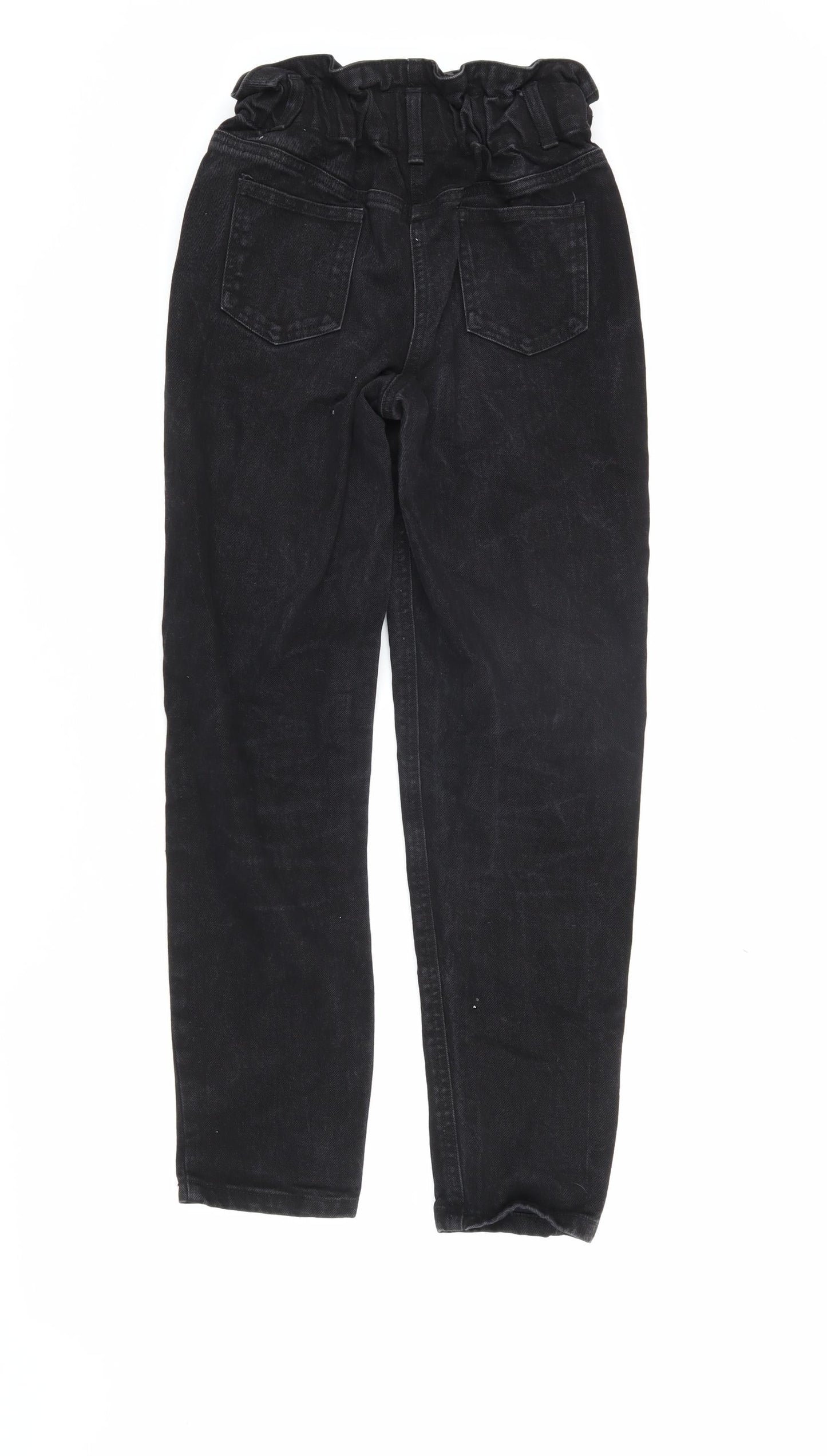 Kylie Girls Black Paperbag Jeans - 11 Years, Regular Fit