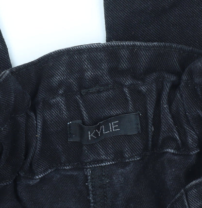Kylie Girls Black Paperbag Jeans - 11 Years, Regular Fit