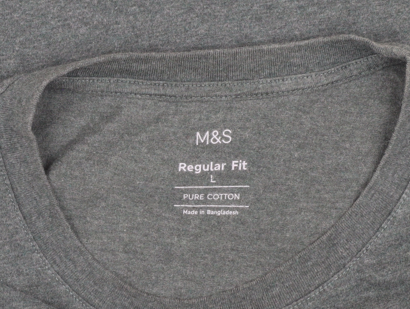Unisex Adults UK Size L Marks and Spencer Grey Basic T-Shirt