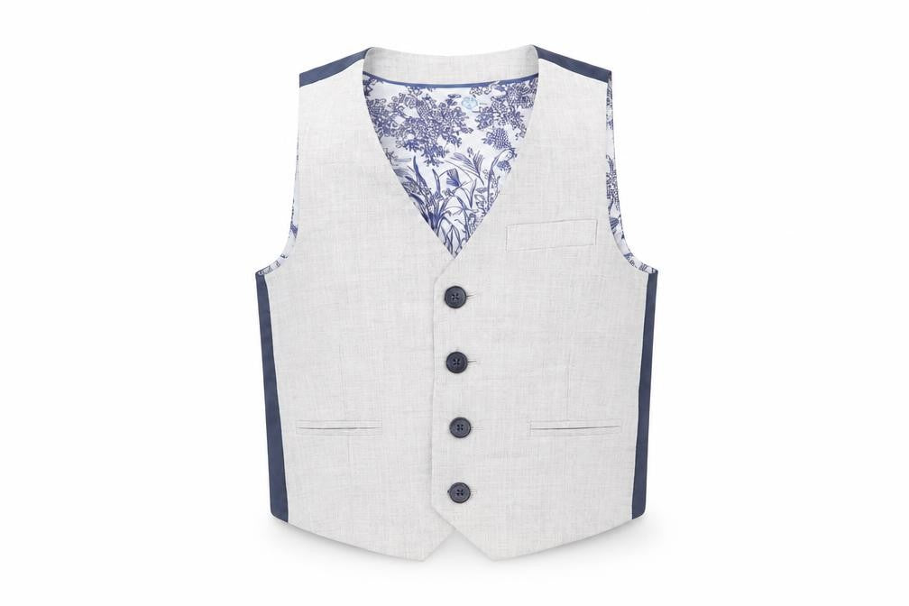 Front view of Next boys’ grey suit waistcoat 3 years formal wedding party