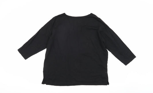 Womens UK Size 16 Pretty Secrets Black Basic T-Shirt