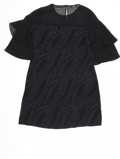 Wallis Women's Black Flutter Sleeve Sheath Dress Size 14