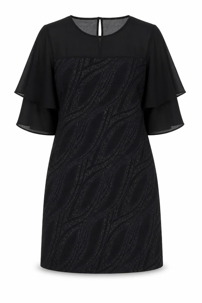Wallis Women's Black Flutter Sleeve Sheath Dress Size 14