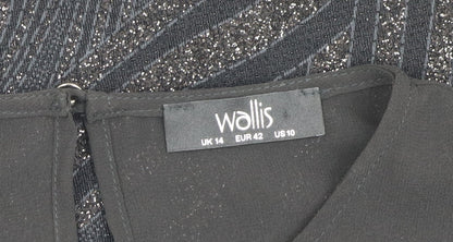 Wallis Women's Black Flutter Sleeve Sheath Dress Size 14