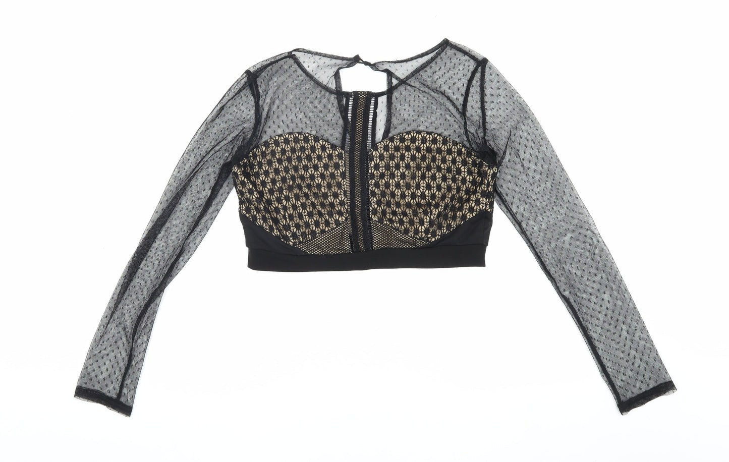 Womens UK Size 12 I-X London Black Cropped Blouse