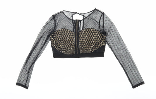 Womens UK Size 12 I-X London Black Cropped Blouse