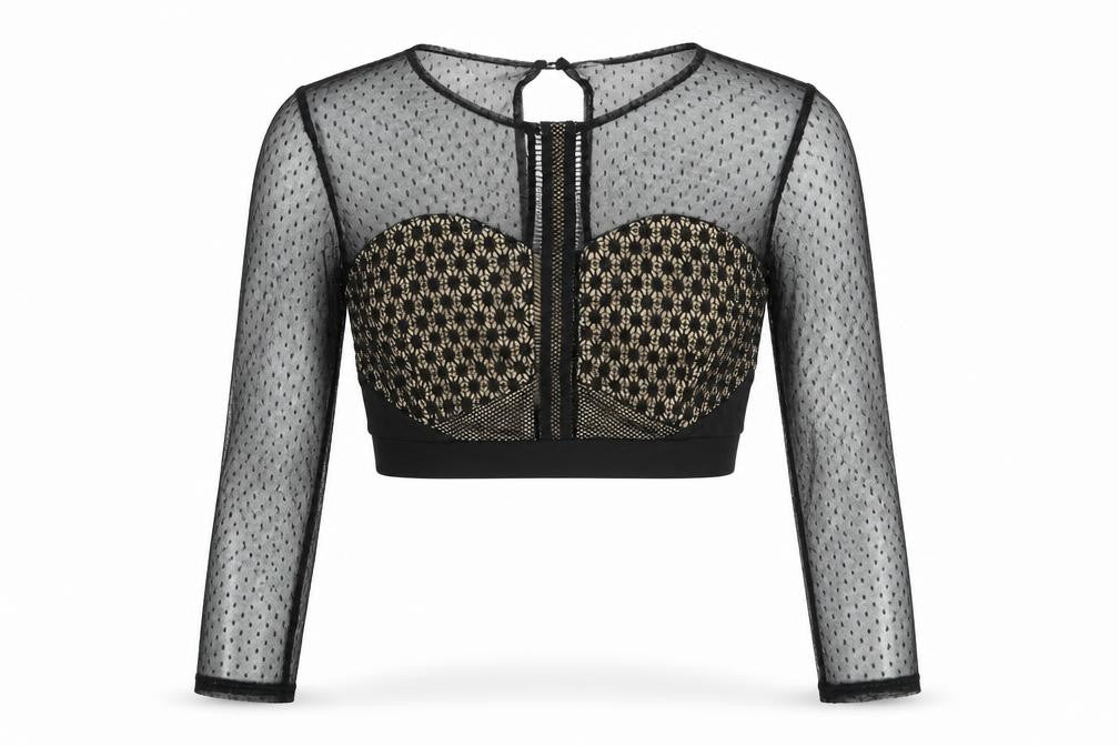 Womens UK Size 12 I-X London Black Cropped Blouse