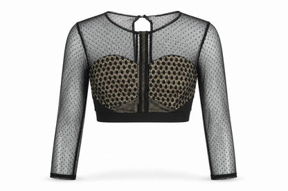 Womens UK Size 12 I-X London Black Cropped Blouse
