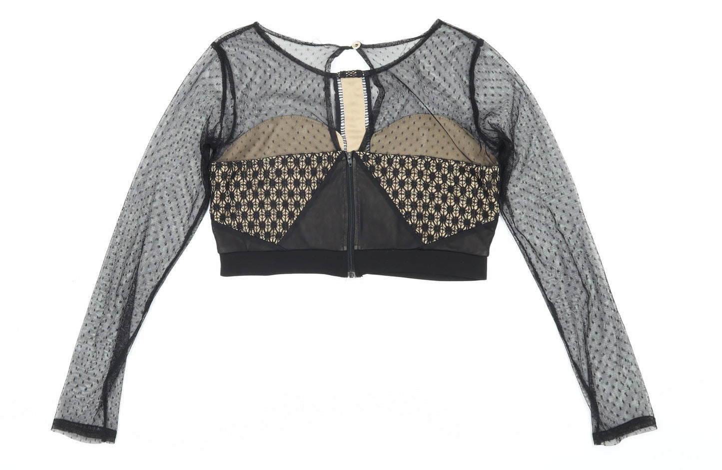 Womens UK Size 12 I-X London Black Cropped Blouse