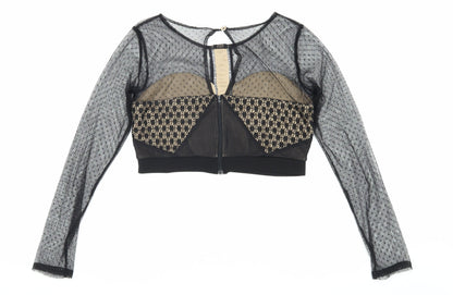 Womens UK Size 12 I-X London Black Cropped Blouse
