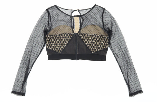 Womens UK Size 12 I-X London Black Cropped Blouse