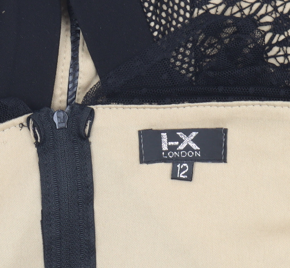 Womens UK Size 12 I-X London Black Cropped Blouse