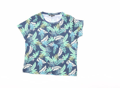 Bonmarché Women's Blue Floral T-Shirt, Size 16