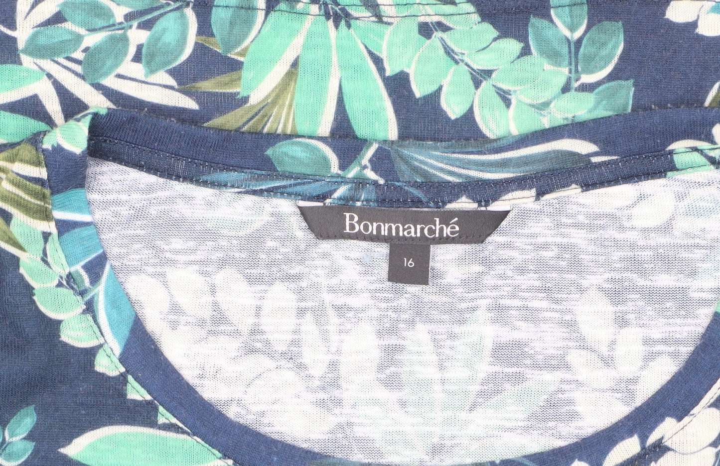 Bonmarché Women's Blue Floral T-Shirt, Size 16