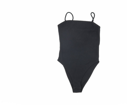 Topshop Women Black Petite Bodysuit UK 8
