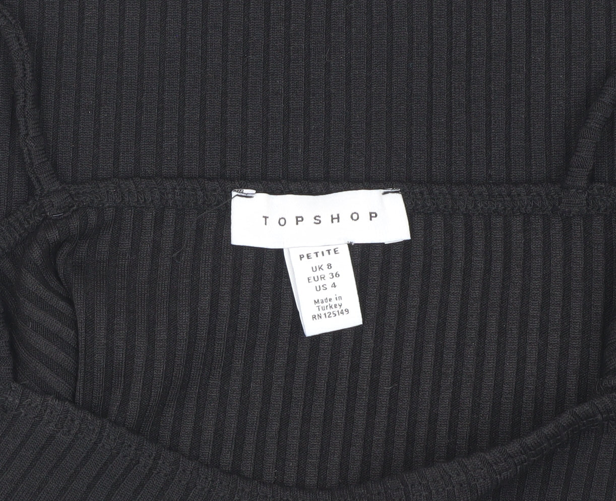 Topshop Women Black Petite Bodysuit UK 8
