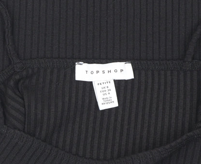 Topshop Women Black Petite Bodysuit UK 8
