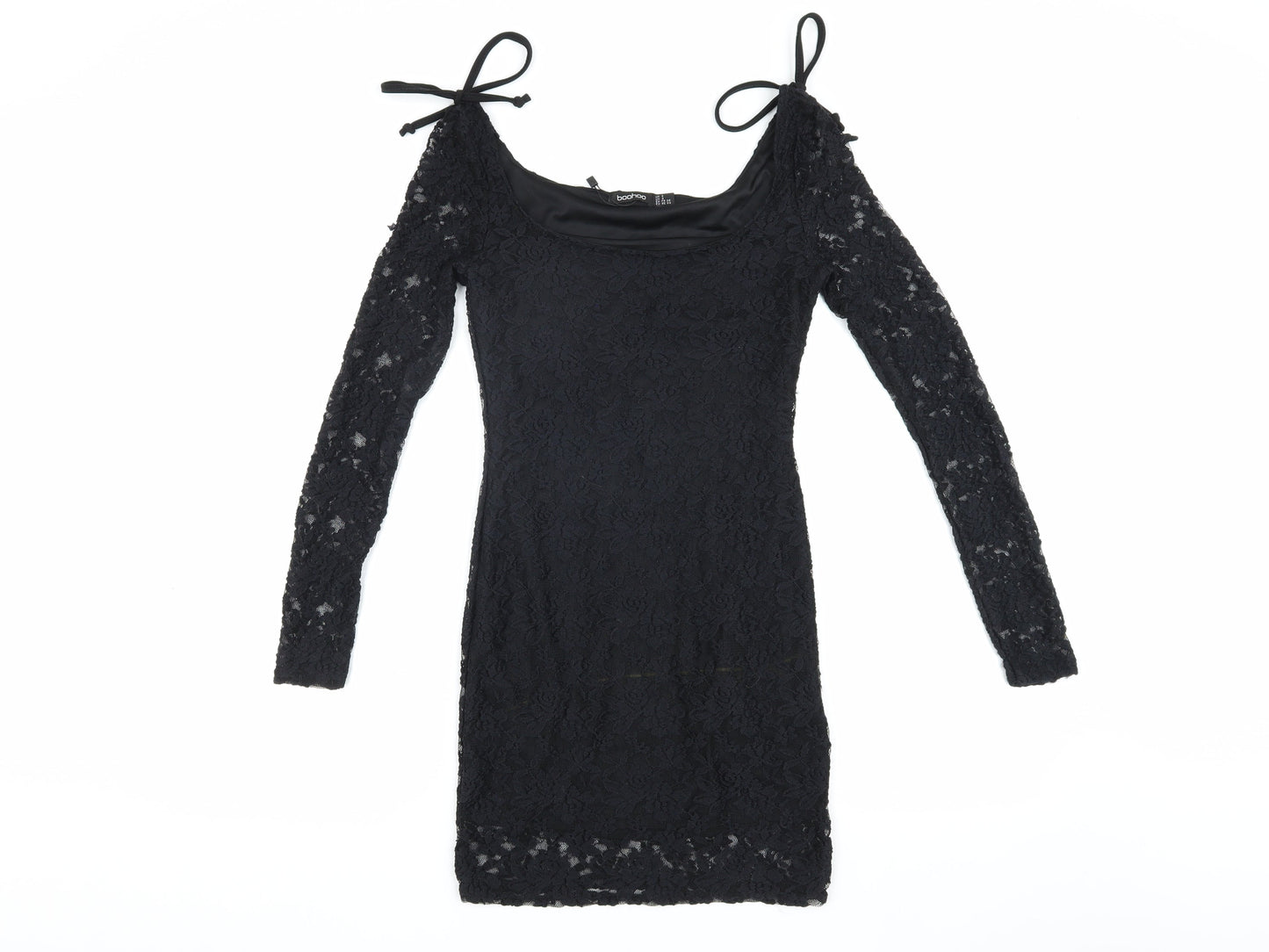 Boohoo Women's Black Lace Bodycon Dress Size 8