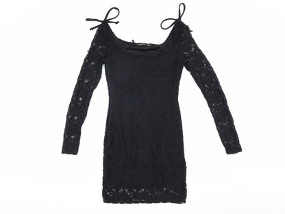 Boohoo Women's Black Lace Bodycon Dress Size 8