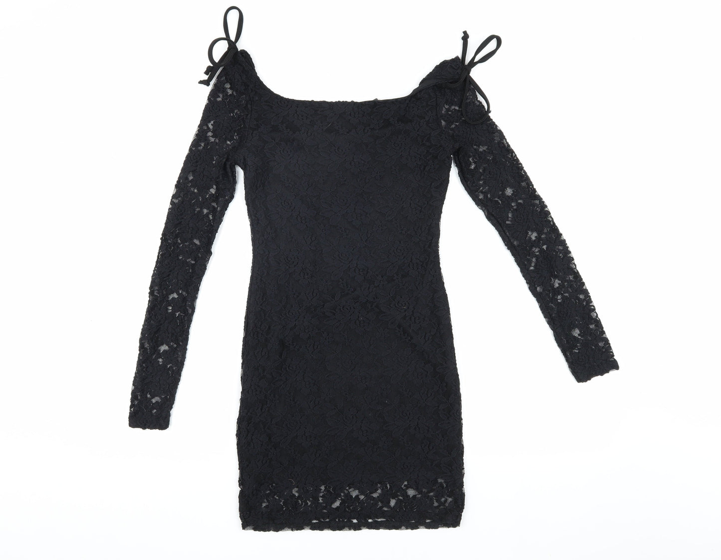Boohoo Women's Black Lace Bodycon Dress Size 8