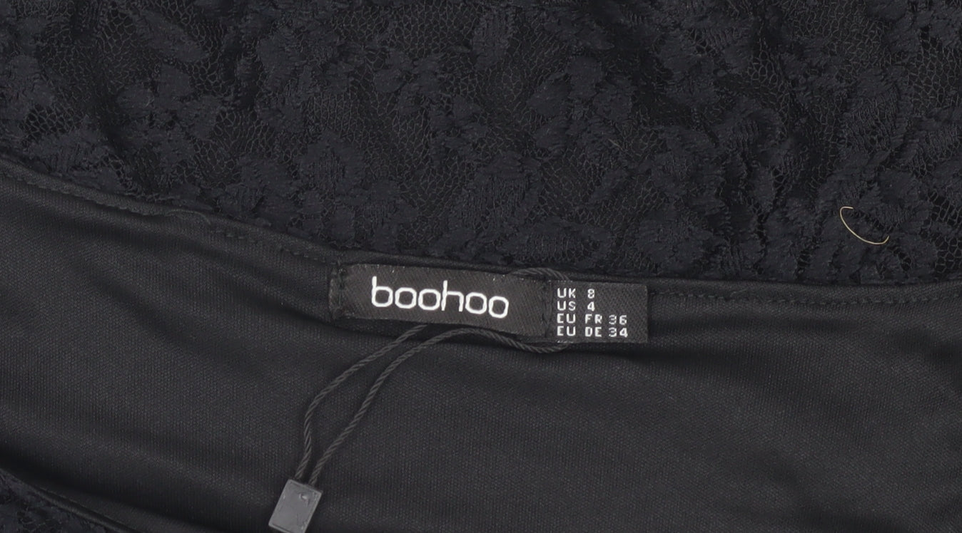 Boohoo Women's Black Lace Bodycon Dress Size 8