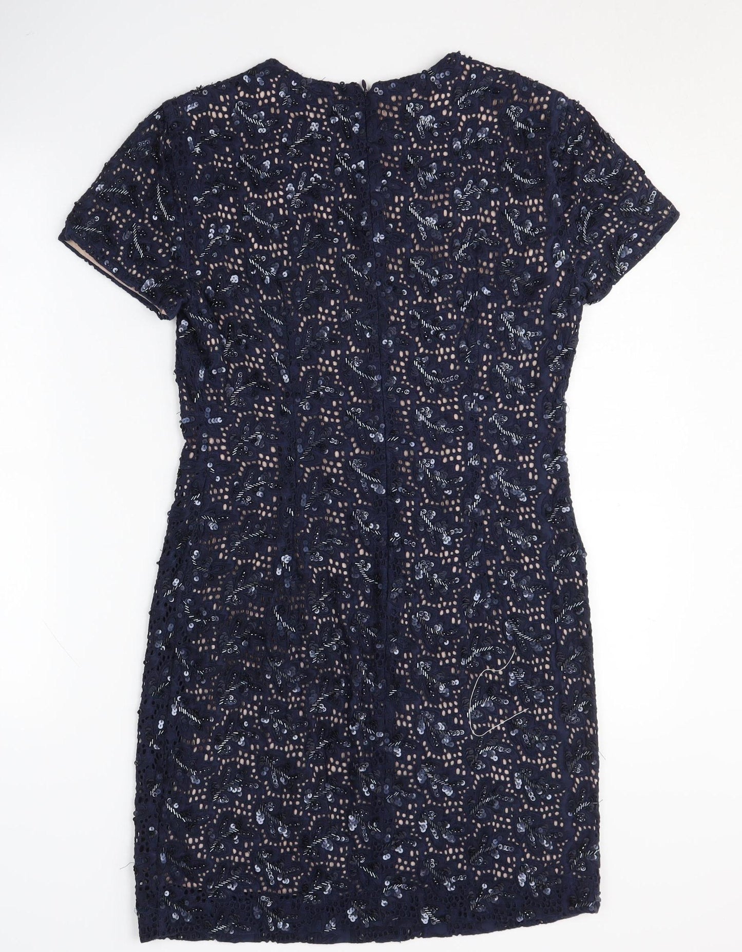 French Connection Women's Blue Sequin Sheath Dress Size 10