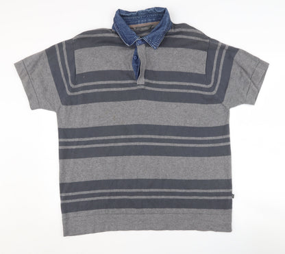 Wolsey Men's Grey Striped Polo Shirt Size L